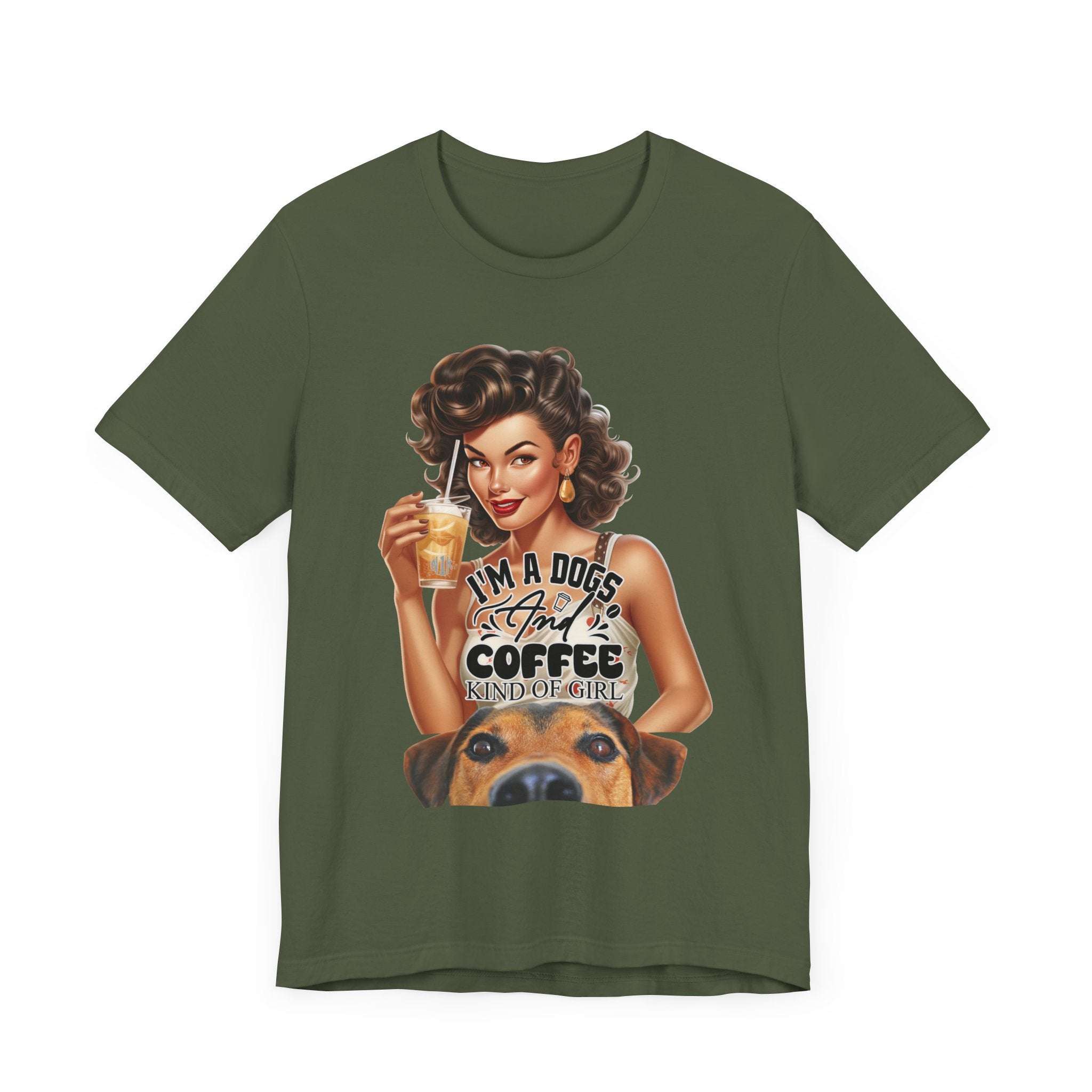 Coffee drinking Dog Mom Unisex Jersey Short Sleeve Tee
